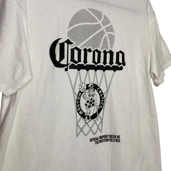 Boston Celtics Corona Shirt Mens L White Beer NBA Short Sleeve Graphic Tee Logo - Picture 9 of 10